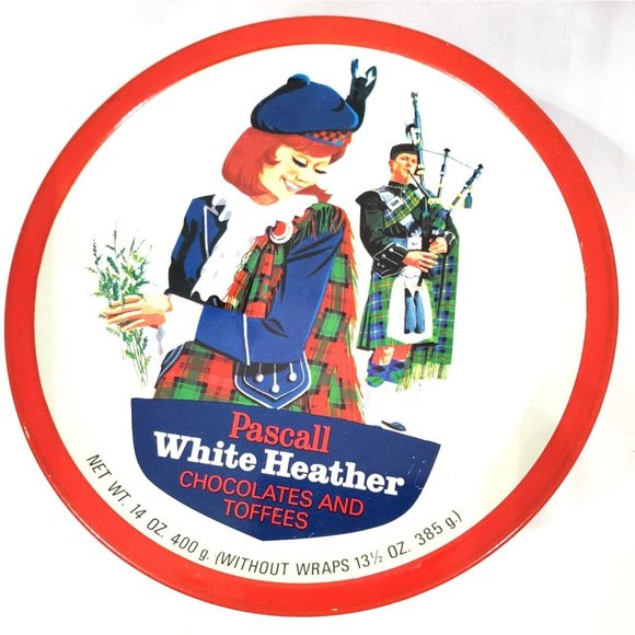 Vintage Pascall White Heather chocolates and toffees Scottish EMPTY CANDY TIN - Picture 2 of 7